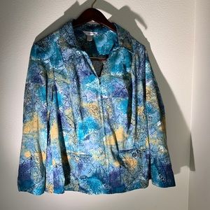 CJ Banks Jacket Size 2X Blue Multi color Floral DESIGN